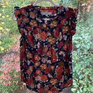 NWOT Sleeveless autumn florals ruffle top.